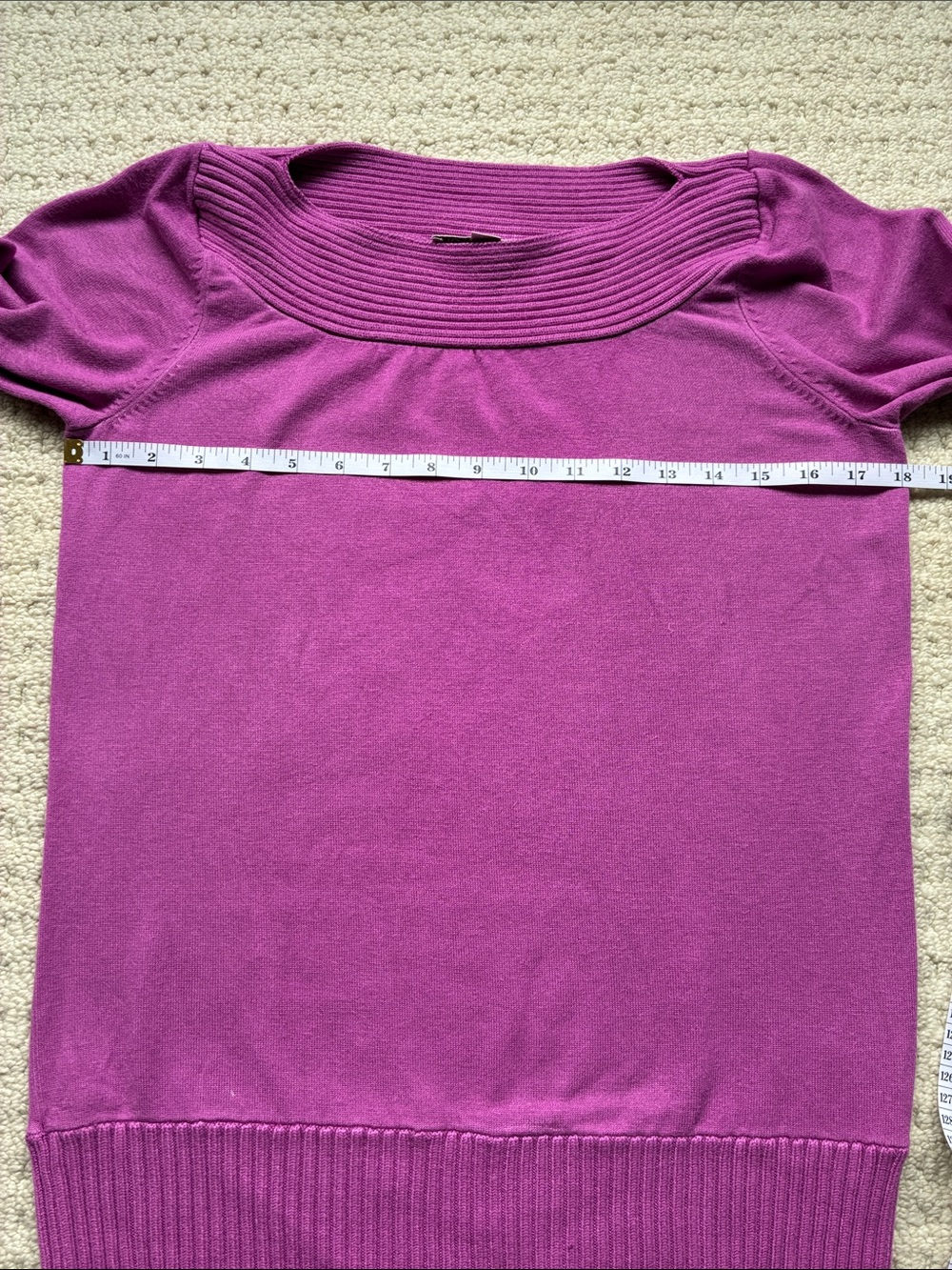 Cleo Women's Pinky Purple Ribbed Boat Neck Sweater Size Petite Medium - Picture 6 of 9